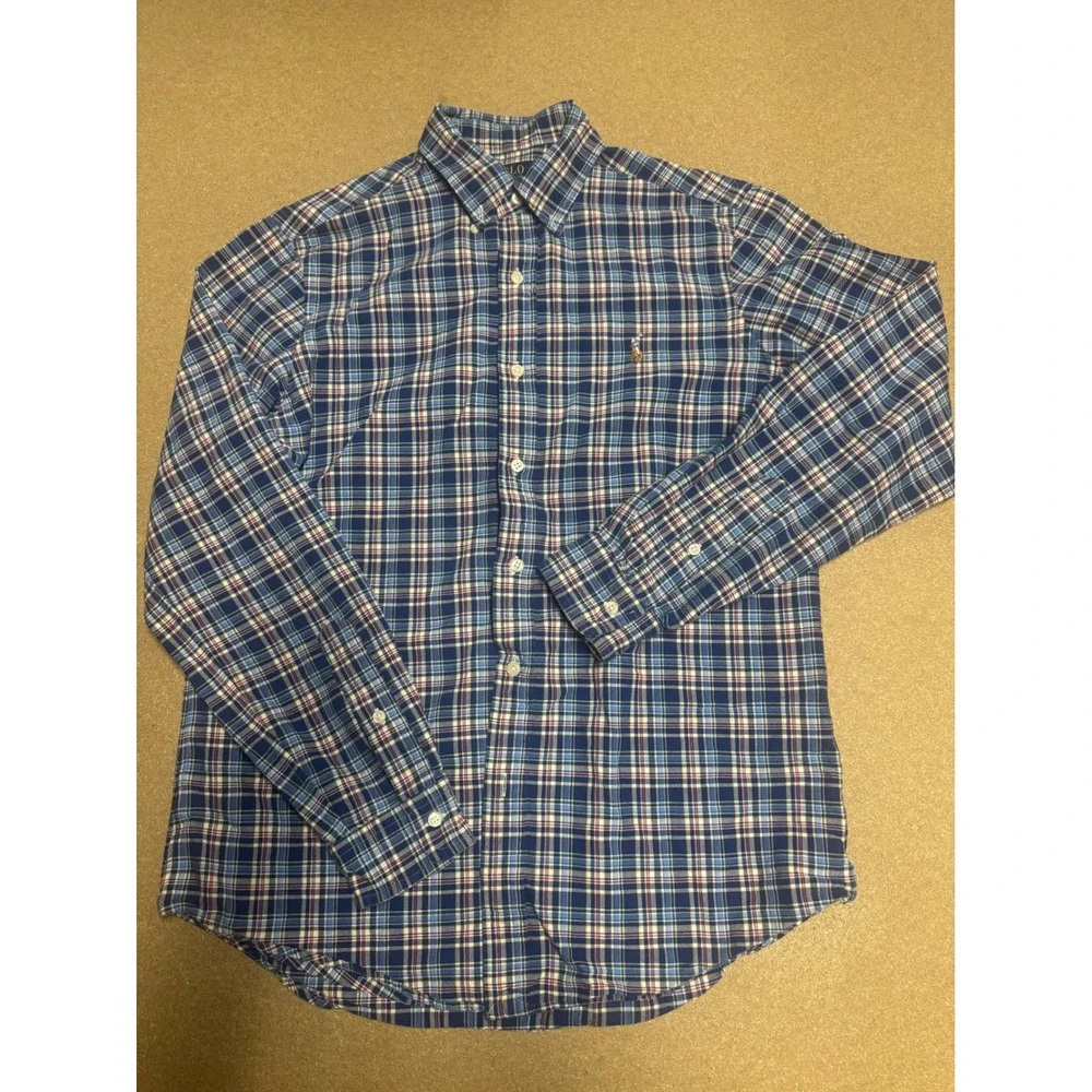 Polo Ralph Lauren Mens Classic Fit Plaid Button Down‎ Shirt Blue Size M $89